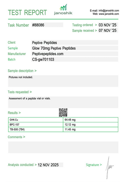 Glow (GHK-cu 50mg / TB500 10mg / BPC-157 10mg)